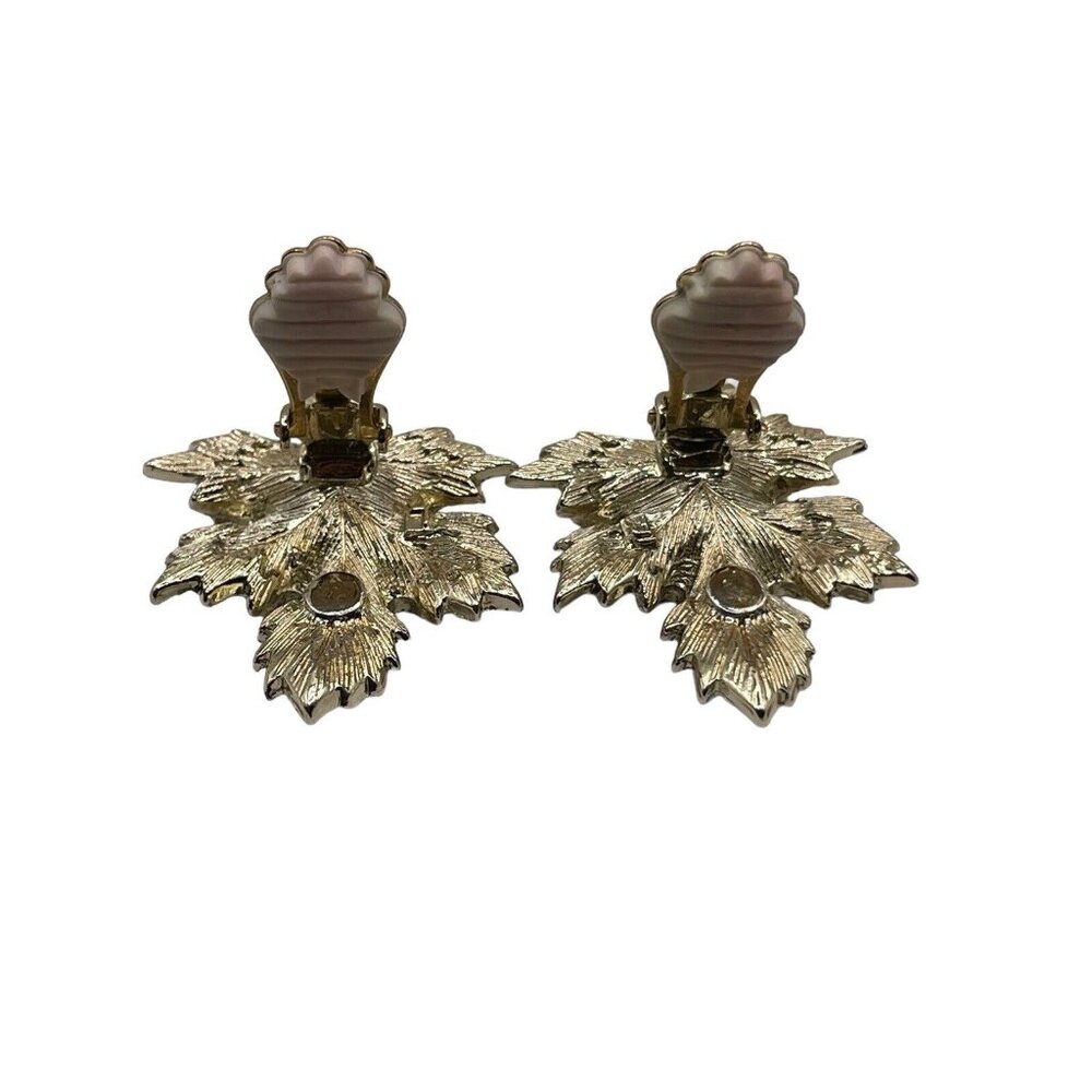 VTG Sarah Coventry Silver & Gold Tone Layered Maple Leaf Clip On Earrings Chunky - Picture 11 of 14